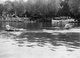 TRC sculler racing at an upriver regatta