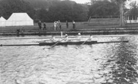 1930 Wyfold four practising at Henley